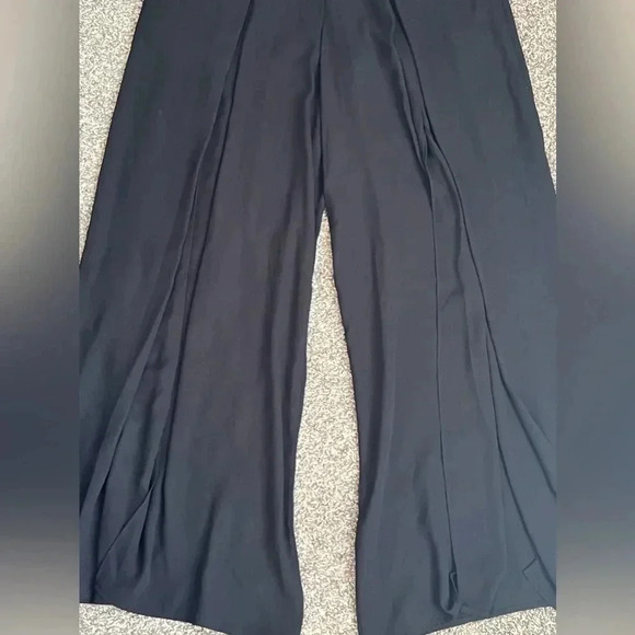 BY&BY BLACK JUMPSUIT SPLIT OPEN LEG SPAGHETTI STRAP SUMMER WIDE LEG NWT SIZE 9 - Picture 8 of 16